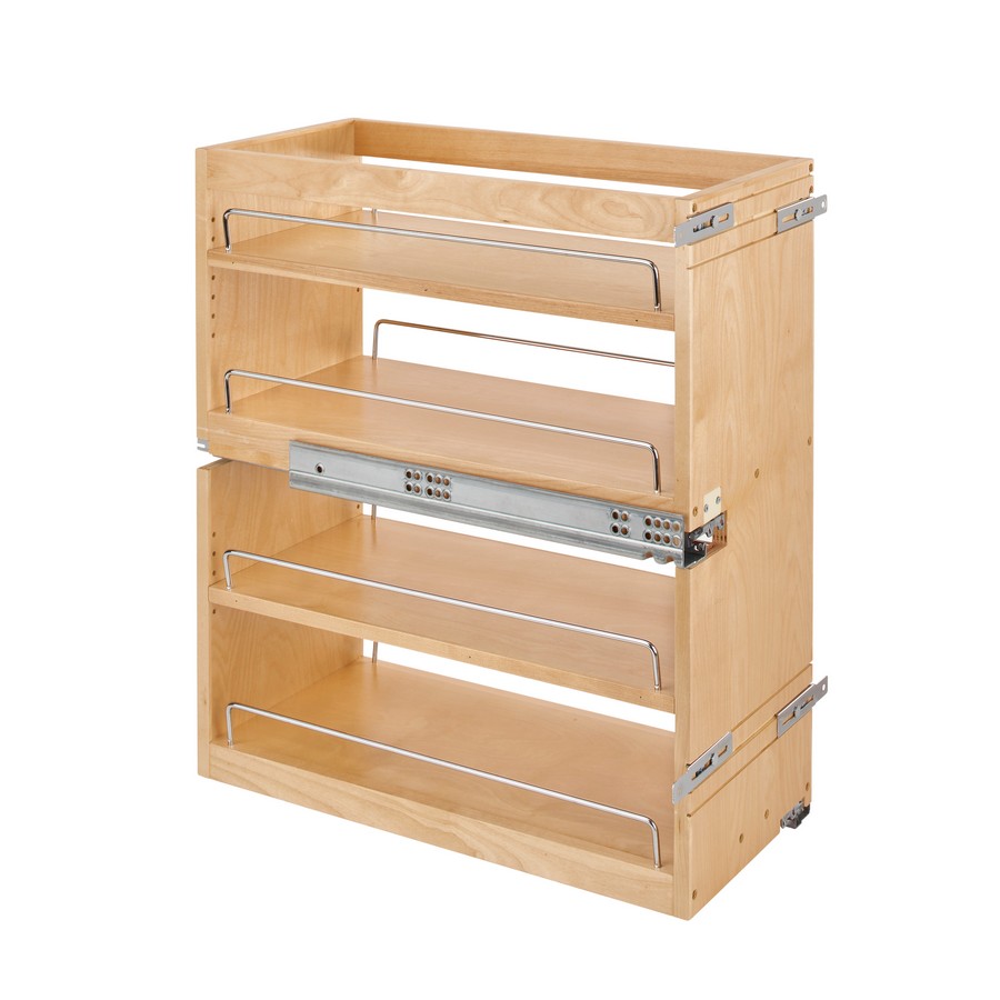 10-1/2" Base Cabinet Organizer Soft-Close Natural Maple Bottom & Side Mount Rev-A-Shelf 449-BCSC-10C