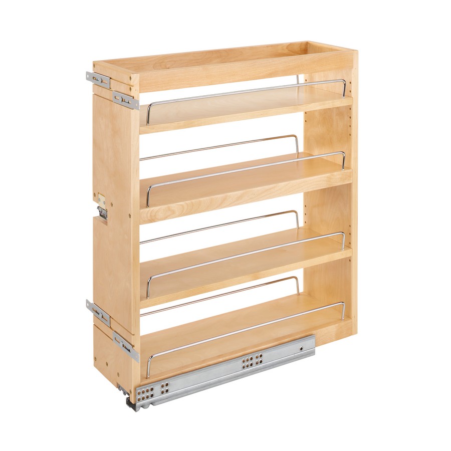 7-1/2" Base Cabinet Organizer Soft-Close Natural Maple Bottom & Side Mount Rev-A-Shelf 449-BCSC-7C