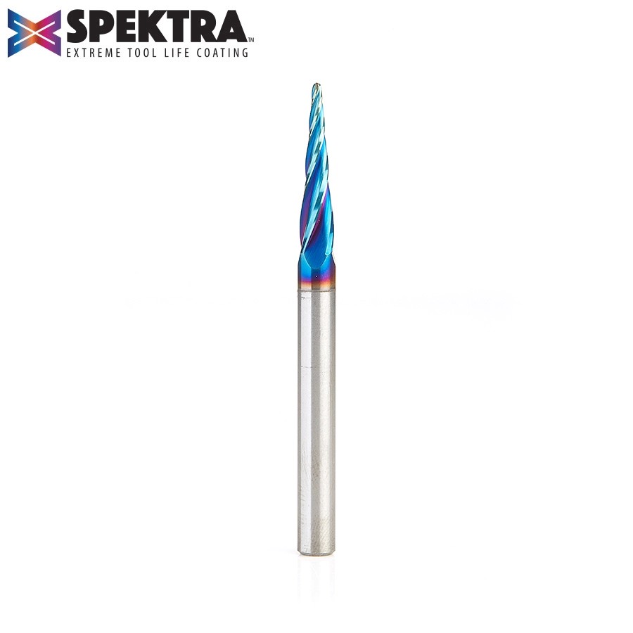 CNC 2D/3D Carving 5.4 Deg Tapered Angle Ball Tip Solid Carbide Up-Cut Spiral Spektra Router Bit Amana Tool 46282-K