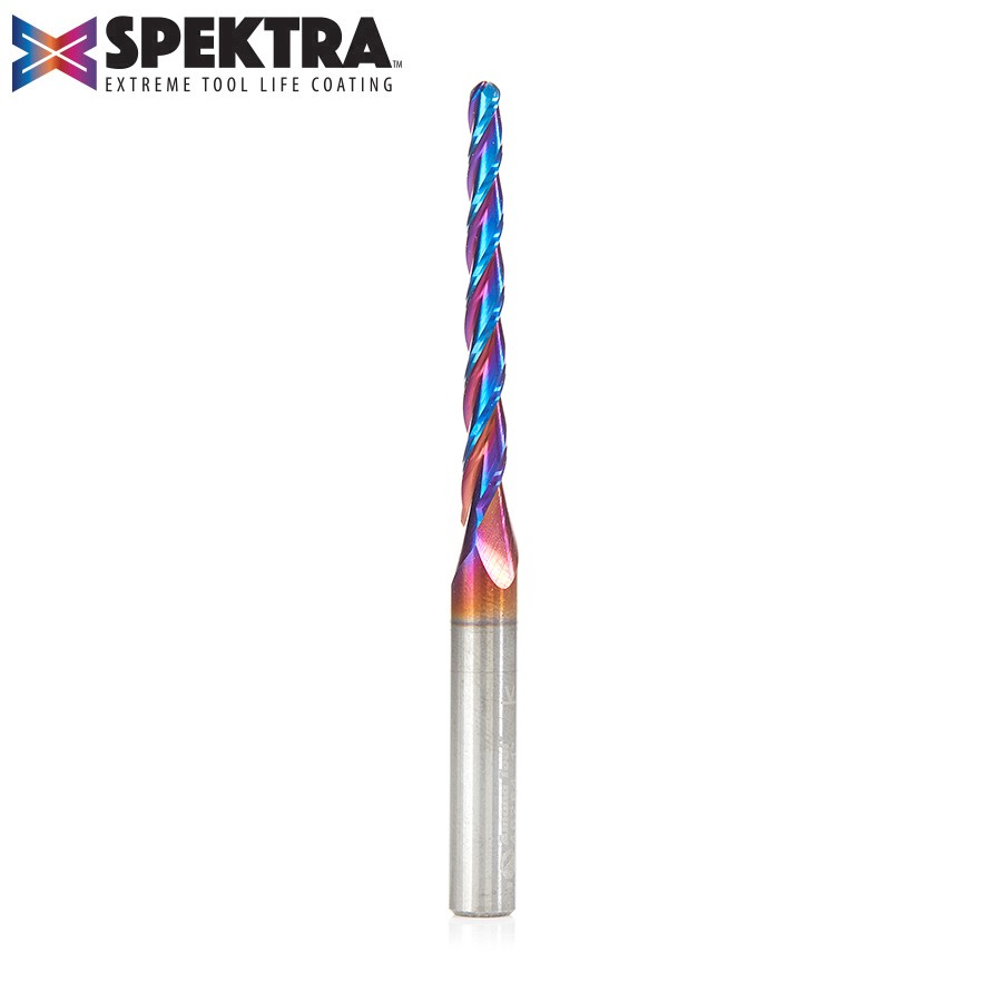 CNC 2D/3D Carving 1 Deg Tapered Angle Ball Tip Solid Carbide Up-Cut Spiral Spektra Router Bit Amana Tool 46284-K