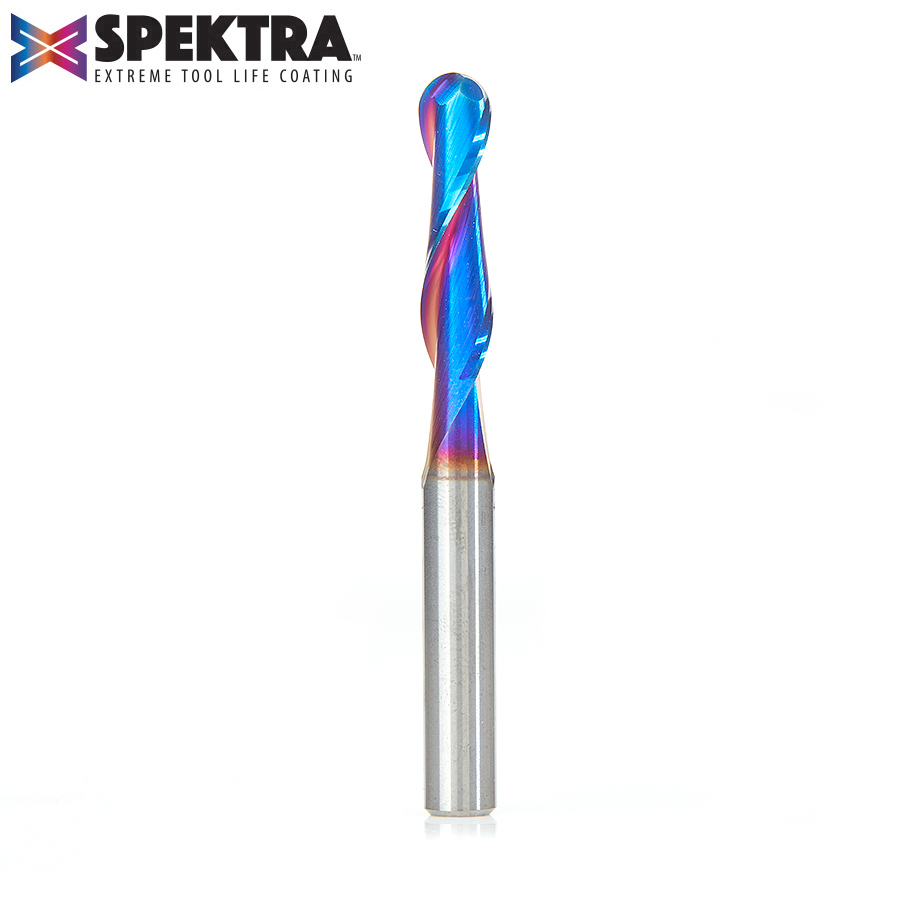 Solid Carbide Spektra Up-Cut Ball Nose Spiral 1/4 Dia x 1" x 1/4 Shank Router Bit Amana Tool 46376-K