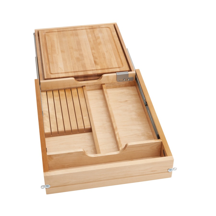 Natural Maple Knife/Cutting Board Drawer w/ BLUMOTION Soft-Close for Face Frame 21" Base Rev-A-Shelf 4KCB-21SC-1