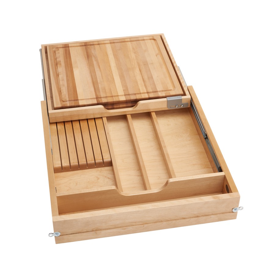 Natural Maple Knife/Cutting Board Drawer w/ BLUMOTION Soft-Close for Face Frame 24" Base Rev-A-Shelf 4KCB-24SC-1