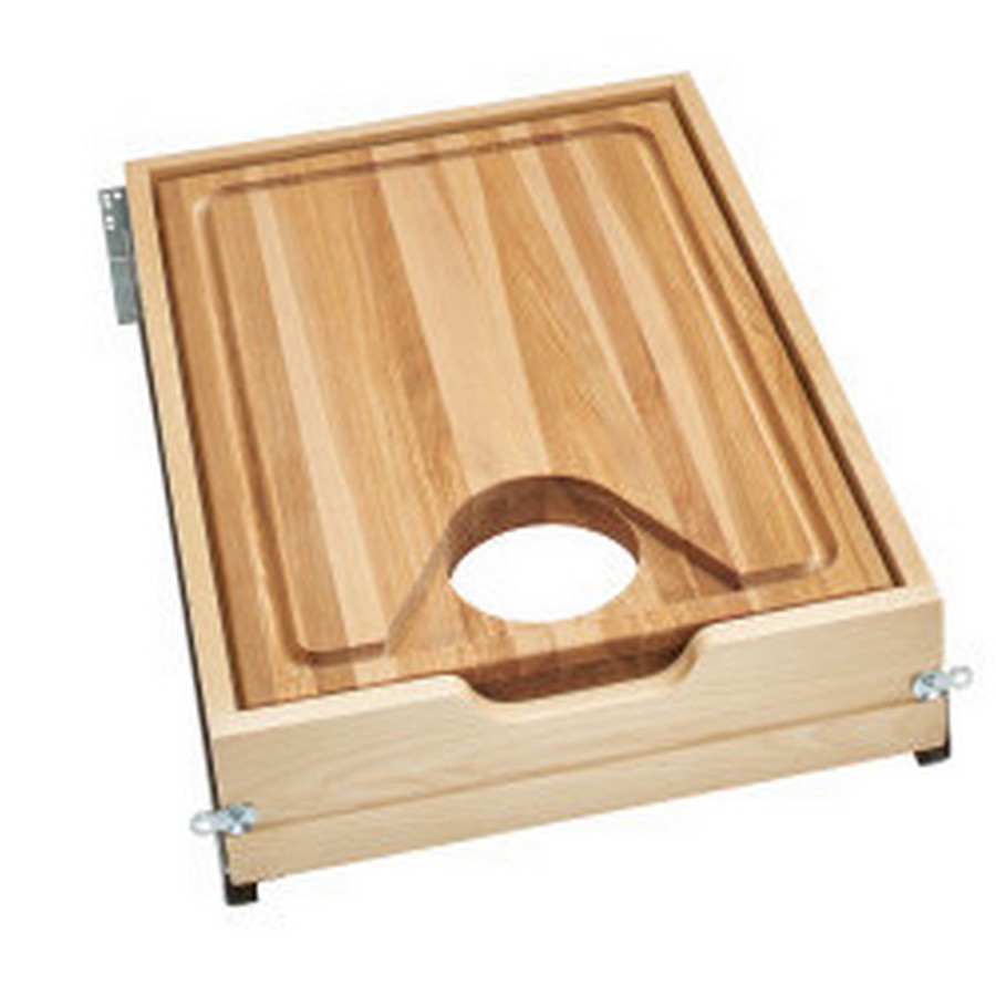 18" Face Frame Cut-Out Cutting Board Drawer with Soft-Close Slides Maple Rev-A-Shelf 4WCCB-18HSC-1