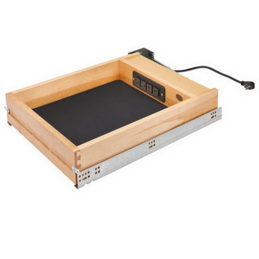 Natural Maple Charging Drawer for Full Access 18" w/BLUMOTION Soft-Close Rev-A-Shelf 4WCDB-18FLSC-1
