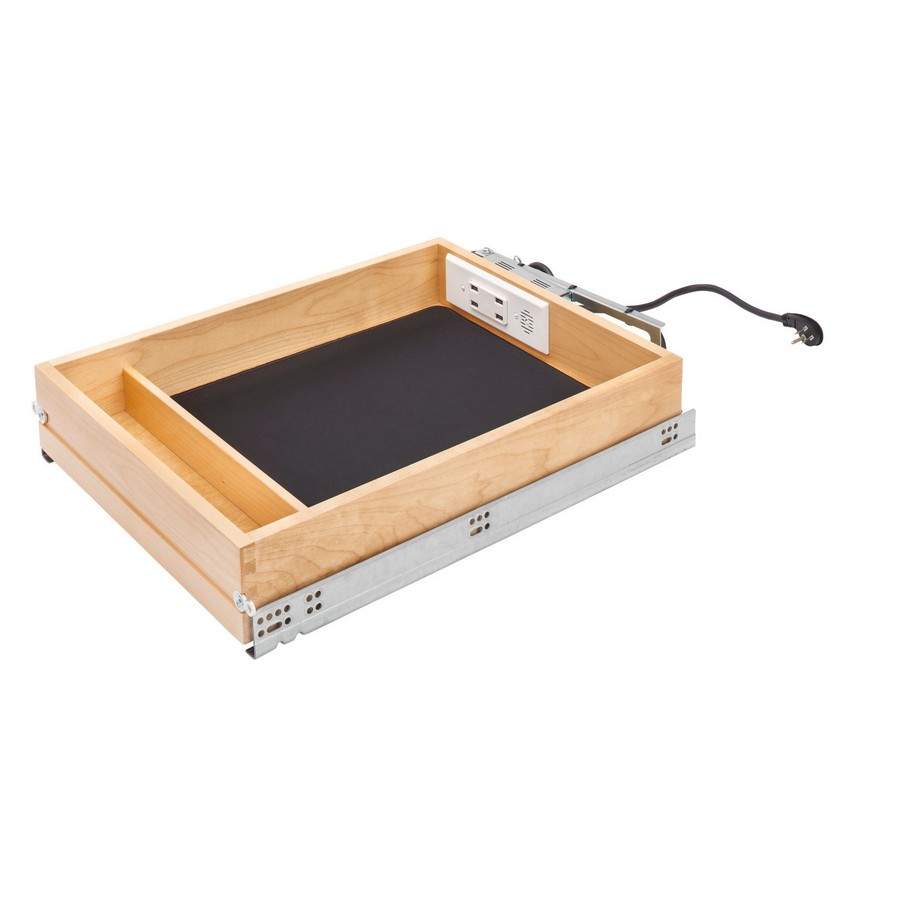 16-1/2" Wood Replacement Charging Drawer with Soft-Close Rev-A-Shelf 4WCDB-18HFLSC-1-USB