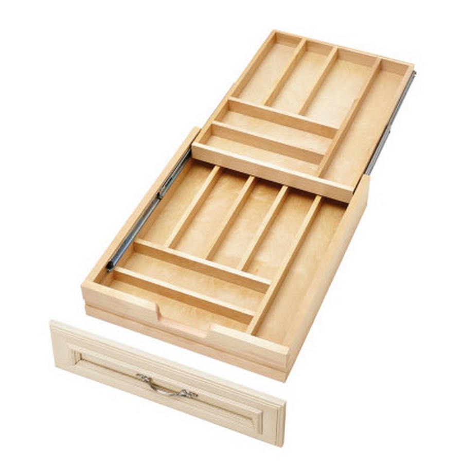 18" Tiered Cutlery Drawer System for Face Frame Construction with Soft-Close Slides Maple Rev-A-Shelf 4WTCD-21HSC-1