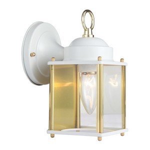Design House 502666 Coach Outdoor Downlight, 4-1/2 X 8, White &amp; Polished Brass