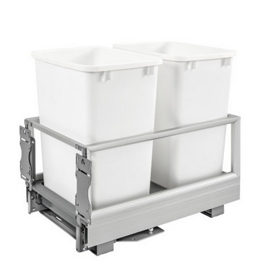 5149 Double 35 Quart Bottom Mount Waste Container Aluminum Rev-A-Shelf 5149-18DM-211