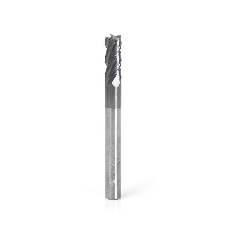 CNC Variable Helix Spiral Square Bottom 1/4" Dia x 5/8" x 1/4" Shank Solid Carbide AlTiN Coated End Mill Amana Tool 51593