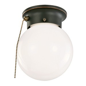 Design House 519264 1-Light Ceiling Mount Globe Light with Pull Chain, Oil Rubbed Bronze