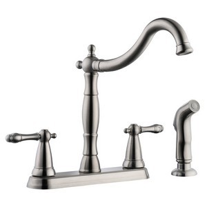 Design House 523241 Oakmont 2-Handle Kitchen Faucet with Side Sprayer, Satin Nickel