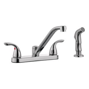 Design House 525048 Ashland Low Arch Kitchen Faucet with Sprayer, Polished Chrome