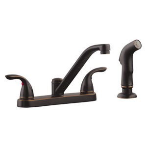 Design House 525063 Ashland Low Arch Kitchen Faucet with Sprayer, Oil Rubbed Bronze