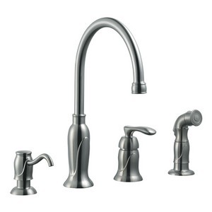 Design House 525808 Madison Kitchen Faucet with Sprayer &amp; Soap Dispenser, Satin Nickel