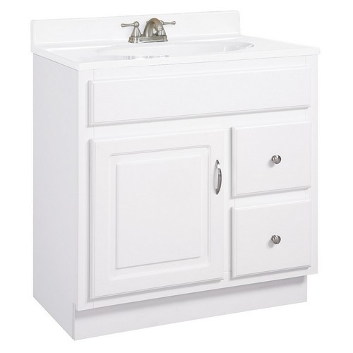 Design House 531285 Concord White Gloss Vanity Cabinet with 1-Door & 2-Drawers, 30 X 18 X 30