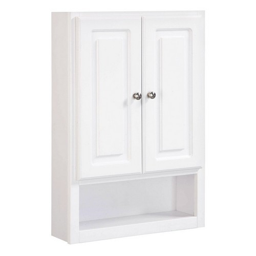 Design House 531319 Concord White Gloss Wall Bathroom Cabinet with 2-Doors &amp; 1-Shelf, 21 X 7 X 30