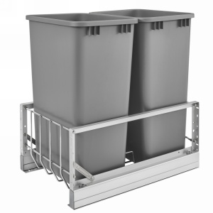 5349 Double 50 Quart Bottom Mount Waste Container Aluminum Rev-A-Shelf 5349-2150DM-217