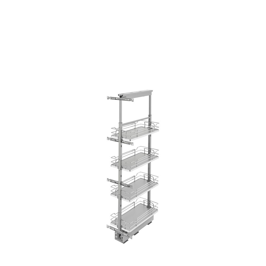 Gray Solid Bottom (4) Shelf Pullout w/ Soft-Close for Full Access 12" Pantry w/Height of 50-3/4" to 58-9/32" Rev-A-Shelf 5350-10-GR
