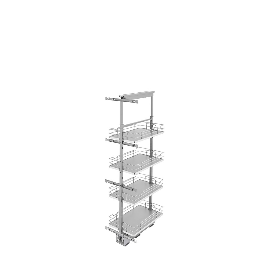 Gray Solid Bottom (4) Shelf Pullout w/ Soft-Close for Full Access 15" Pantry w/Height of 50-3/4" to 58-9/32" Rev-A-Shelf 5350-13-GR