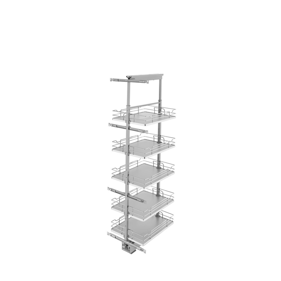 Gray Solid Bottom (5) Shelf Pullout w/ Soft-Close for Full Access 18" Pantry w/Height of 58-1/4" to 65-3/4" Rev-A-Shelf 5358-16-GR