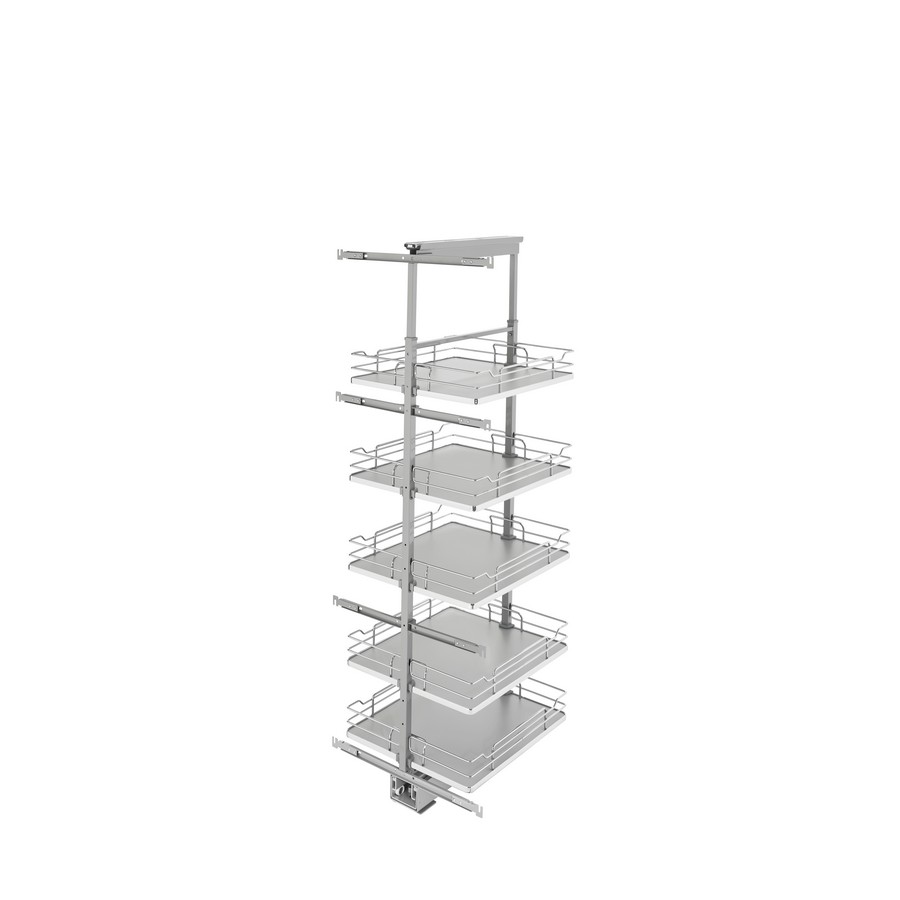 Gray Solid Bottom (5) Shelf Pullout w/ Soft-Close for Full Access 21" Pantry w/Height of 58-1/4" to 65-3/4" Rev-A-Shelf 5358-19-GR