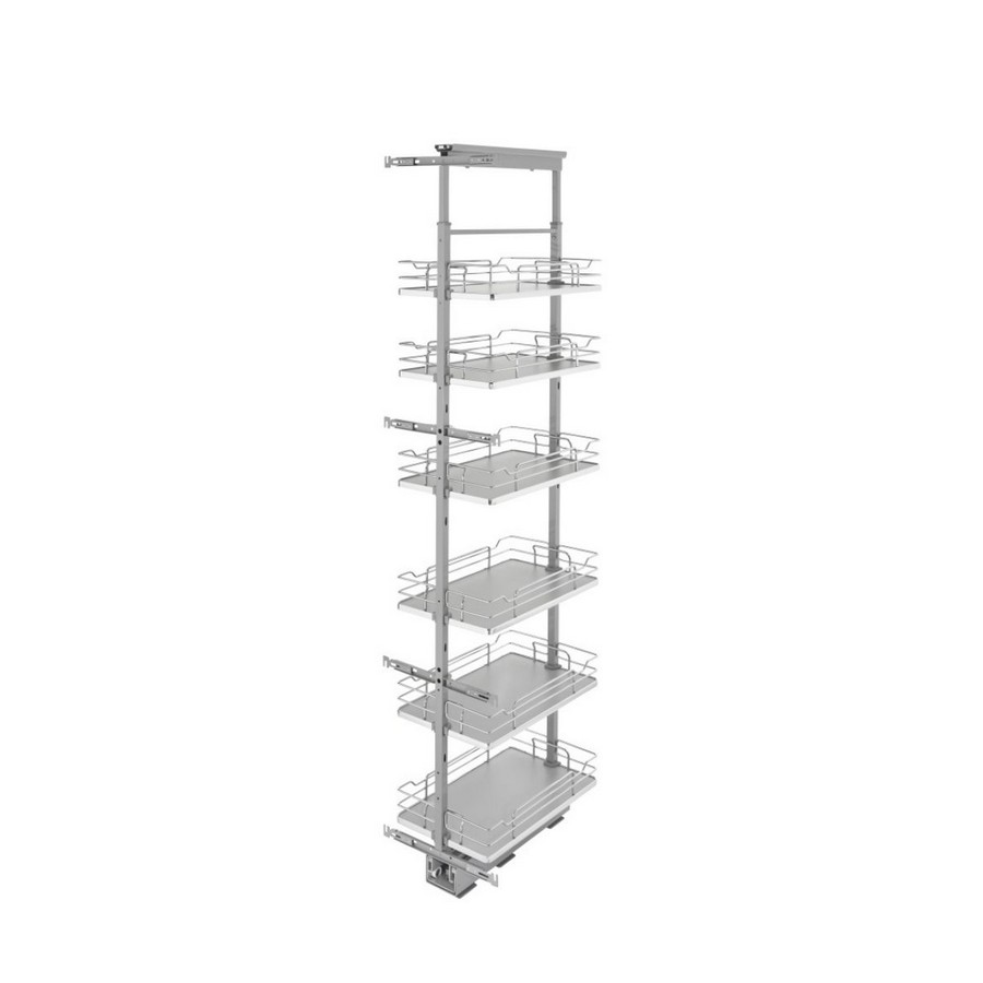 Gray Solid Bottom (6) Shelf Pullout w/ Soft-Close for Full Access 15" Pantry w/Height Opening of 73-5/8" to 80-3/4" Rev-A-Shelf 5373-13-GR