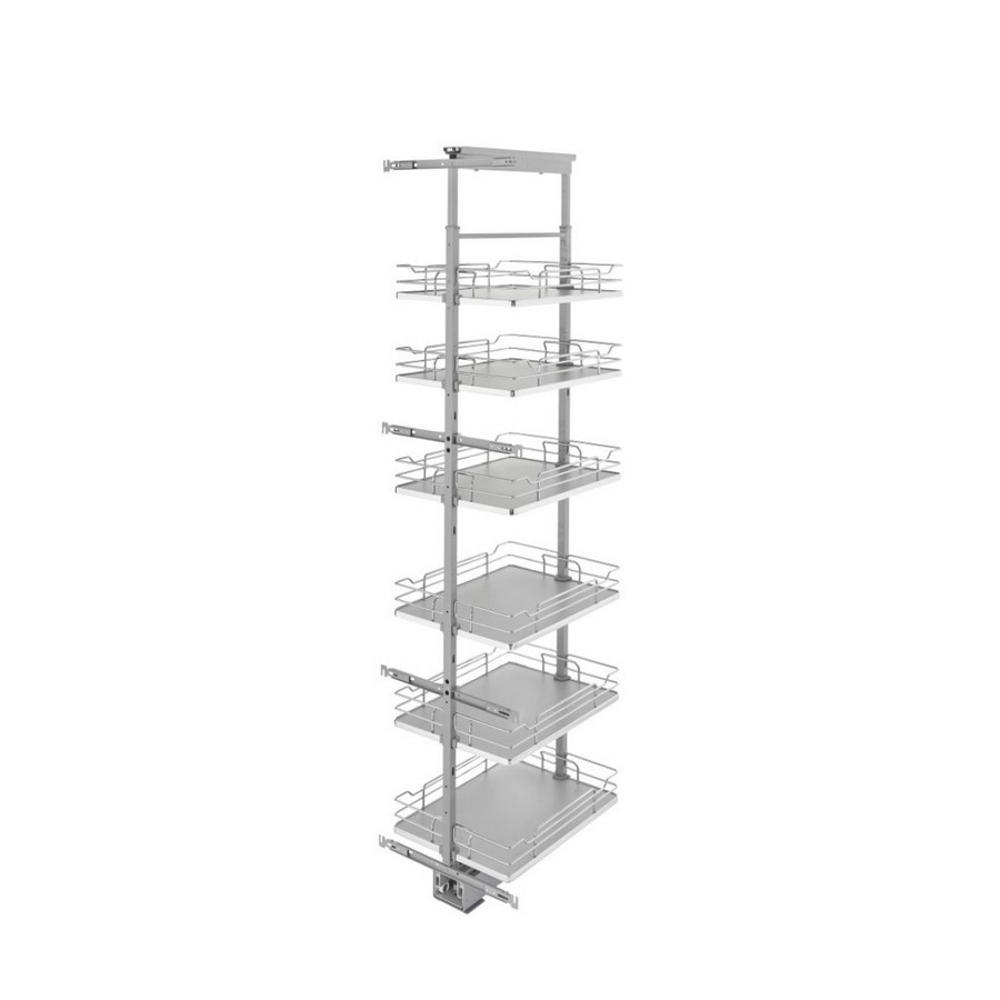 Gray Solid Bottom (6) Shelf Pullout w/ Soft-Close for Full Access 15" Pantry w/Height Opening of 73-5/8" to 80-3/4" Rev-A-Shelf 5373-16-GR