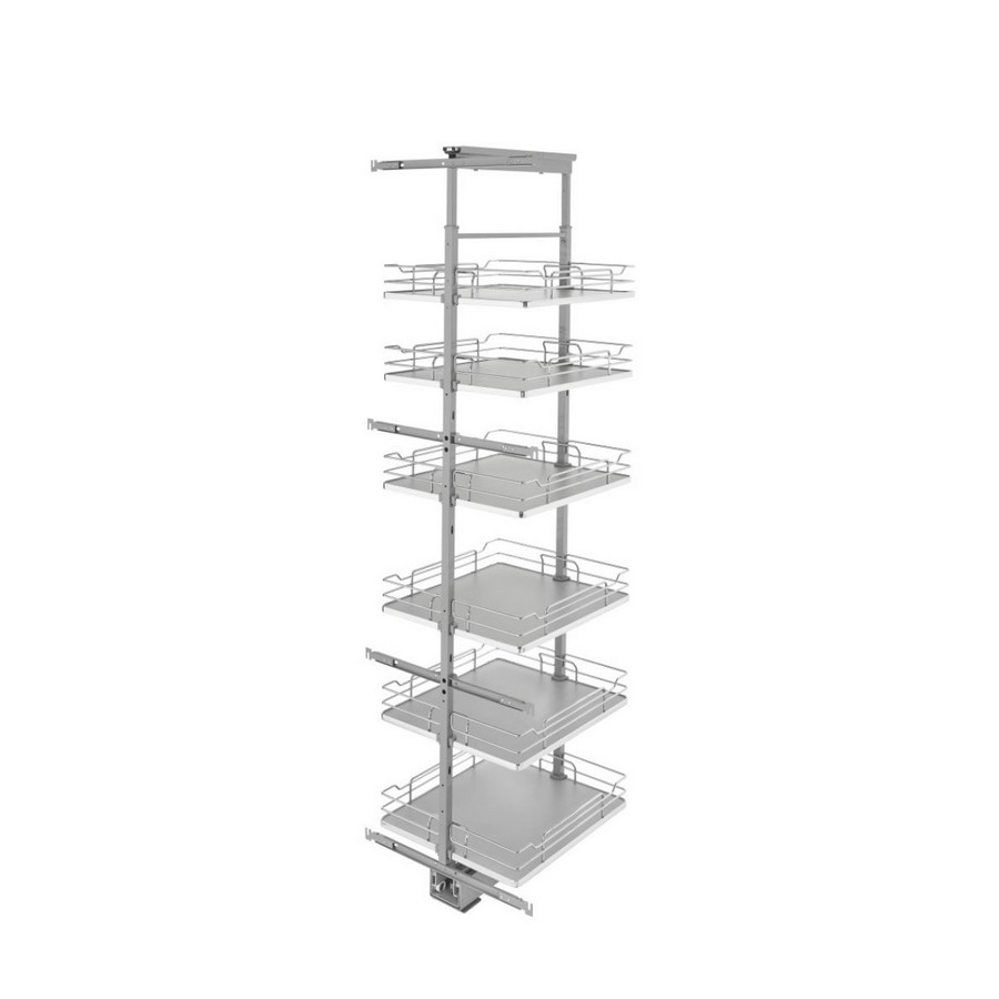 Gray Solid Bottom (6) Shelf Pullout w/ Soft-Close for Full Access 15" Pantry w/Height Opening of 73-5/8" to 80-3/4" Rev-A-Shelf 5373-19-GR