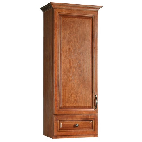 Design House 540864 Montclair Chestnut Glaze Linen Tower Vanity Cabinet with 1-Door & 1-Drawer, 49 X 18