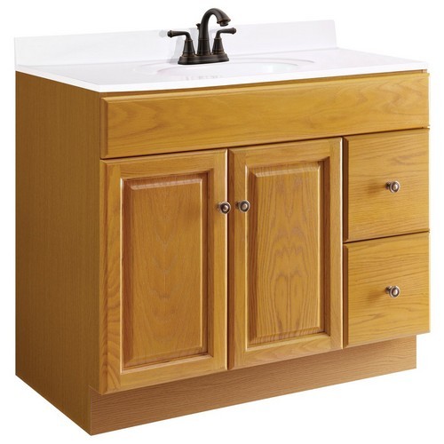 Design House 545178 Claremont Honey Oak Vanity Cabinet with 2-Doors & 2-Drawers, 36 X 18 X 31-1/2