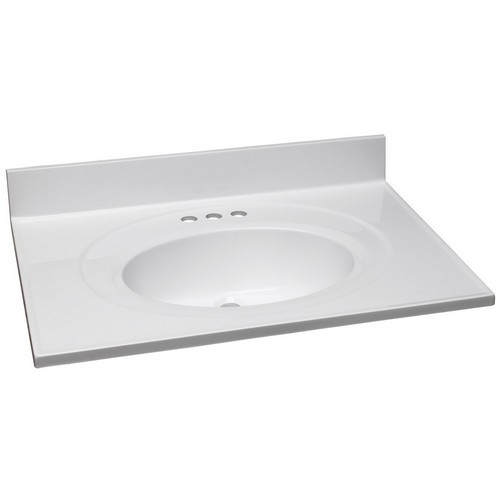 Design House 551374 Single Bowl Marble Vanity Top, 31 X 22, Solid White