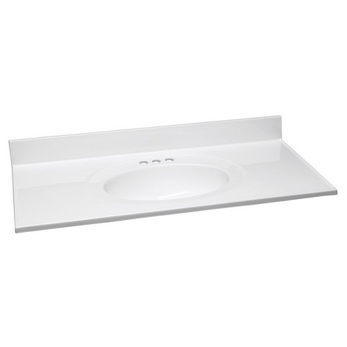 Design House 553396 Single Bowl Cultured Marble Vanity Top, 61 X 22, White