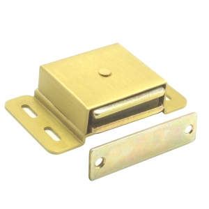 3-1/2" Extra Heavy Duty Magnetic Catch with Screws and Strike Satin Brass Epco 593-SB