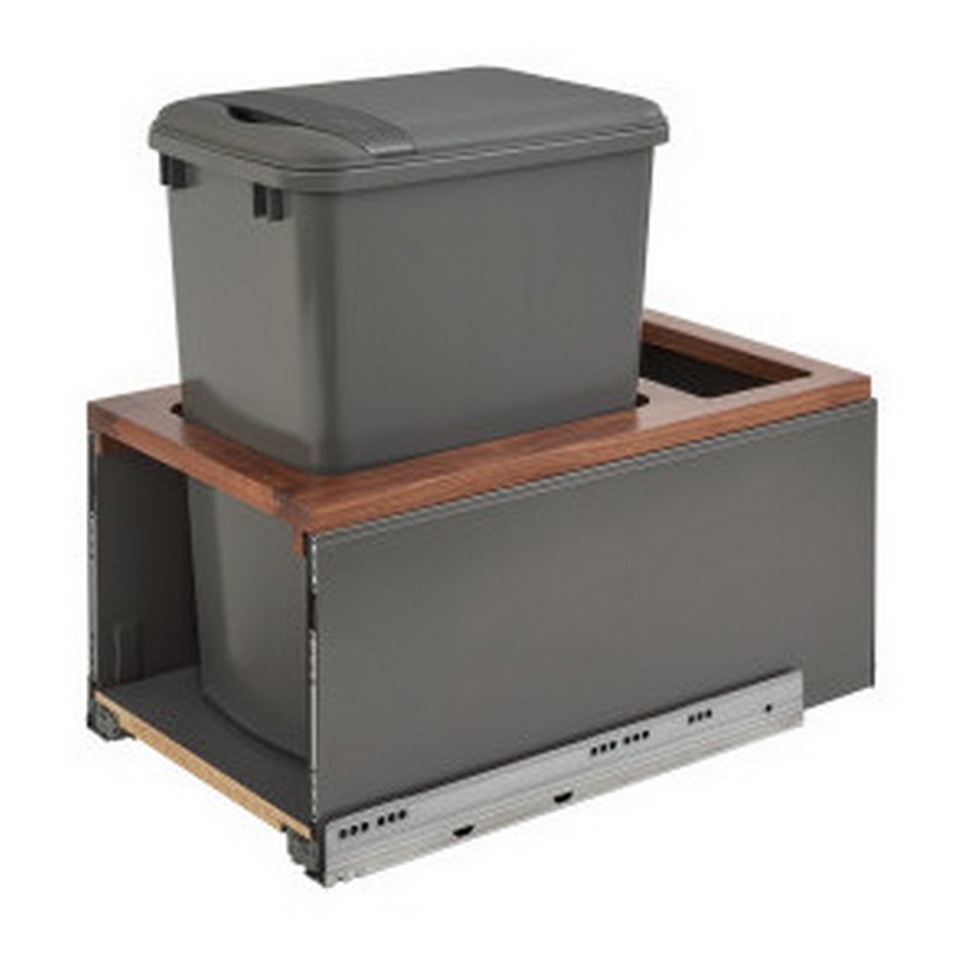 5LB Single 35 Quart LEGRABOX Bottom Mount Waste Container Walnut Rev-A-Shelf 5LB-1535OGWN-113