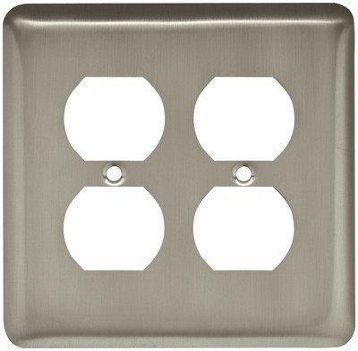 Liberty Hardware 64072, Double Duplex Wall Plate, Satin Nickel, Stamped Round