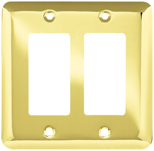Liberty Hardware 64078, Double Decorator Wall Plate, Polished Brass, Stamped Round
