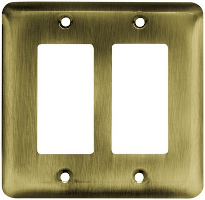 Liberty Hardware 64079, Double Decorator Wall Plate, Antique Brass, Stamped Round