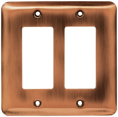 Liberty Hardware 64080, Double Decorator Wall Plate, Antique Copper, Stamped Round