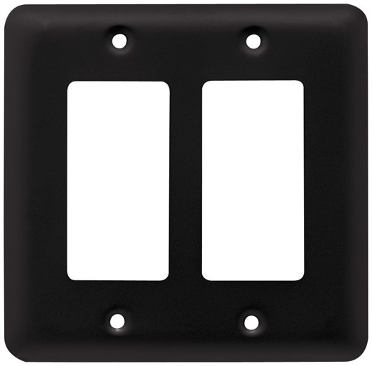 Liberty Hardware 64085, Double Decorator Wall Plate, Flat Black, Stamped Round