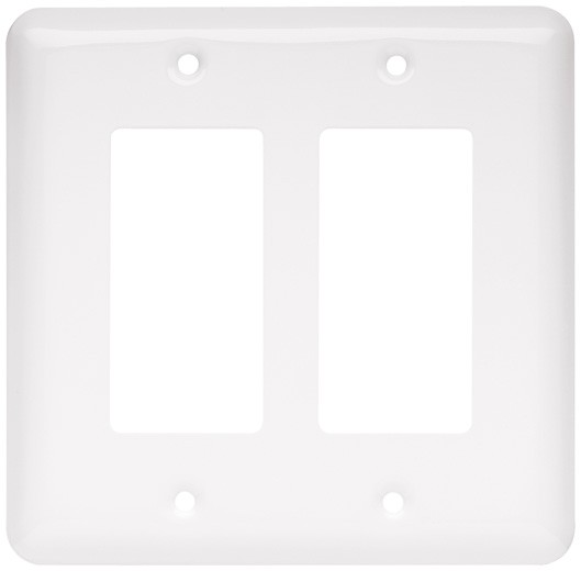 Liberty Hardware 64088, Double Decorator Wall Plate, White, Stamped Round