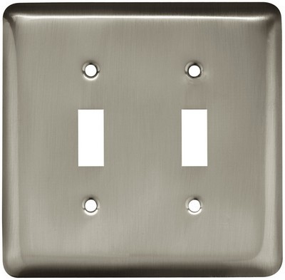 Liberty Hardware 64093, Double Switch Wall Plate, Satin Nickel, Stamped Round