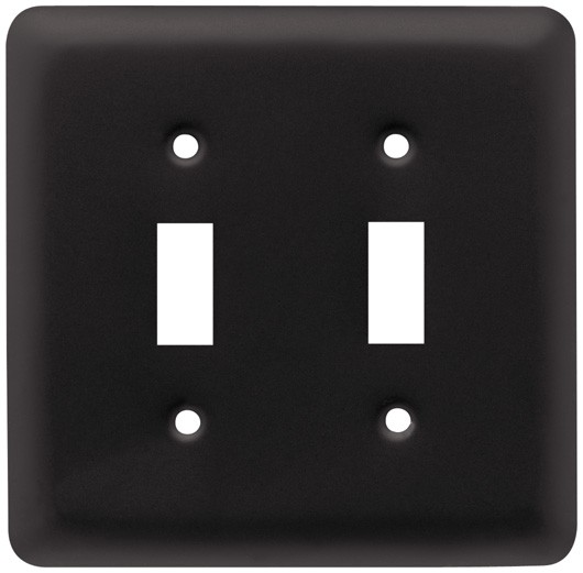 Liberty Hardware 64095, Double Switch Wall Plate, Flat Black, Stamped Round