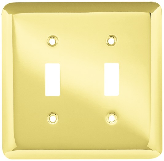 Liberty Hardware 64098, Double Switch Wall Plate, Polished Brass, Stamped Round