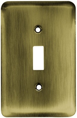 Liberty Hardware 64134, Single Switch Wall Plate, Antique Brass, Stamped Round