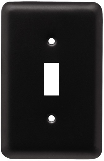 Liberty Hardware 64140, Single Switch Wall Plate, Flat Black, Stamped Round