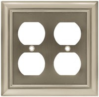 Liberty Hardware 64165, Double Duplex Wall Plate, Length 6-1/8, Satin Nickel, Architectural