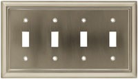 Liberty Hardware 64169, Quad Switch Wall Plate, Length 11-1/4, Satin Nickel, Architectural
