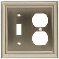 Liberty Hardware 64171, Single Switch with Duplex Wall Plate, Length 4-7/8, Satin Nickel, Architectural