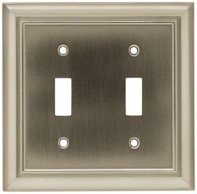 Liberty Hardware 64208, Double Switch Wall Plate, Length 6-11/16, Satin Nickel, Architectural